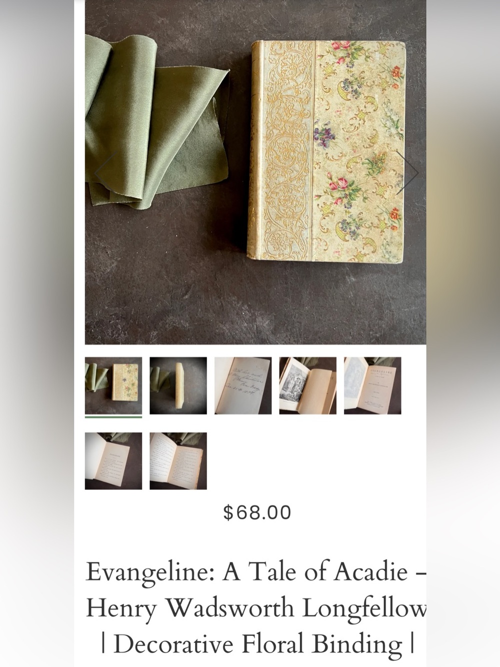 Unique Vintage Decorative Floral Bound Book of “ A Tale of Arcadia”!